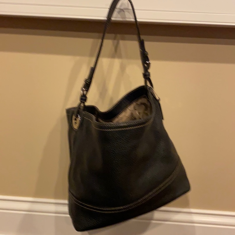 Coach black pebbled leather bag
